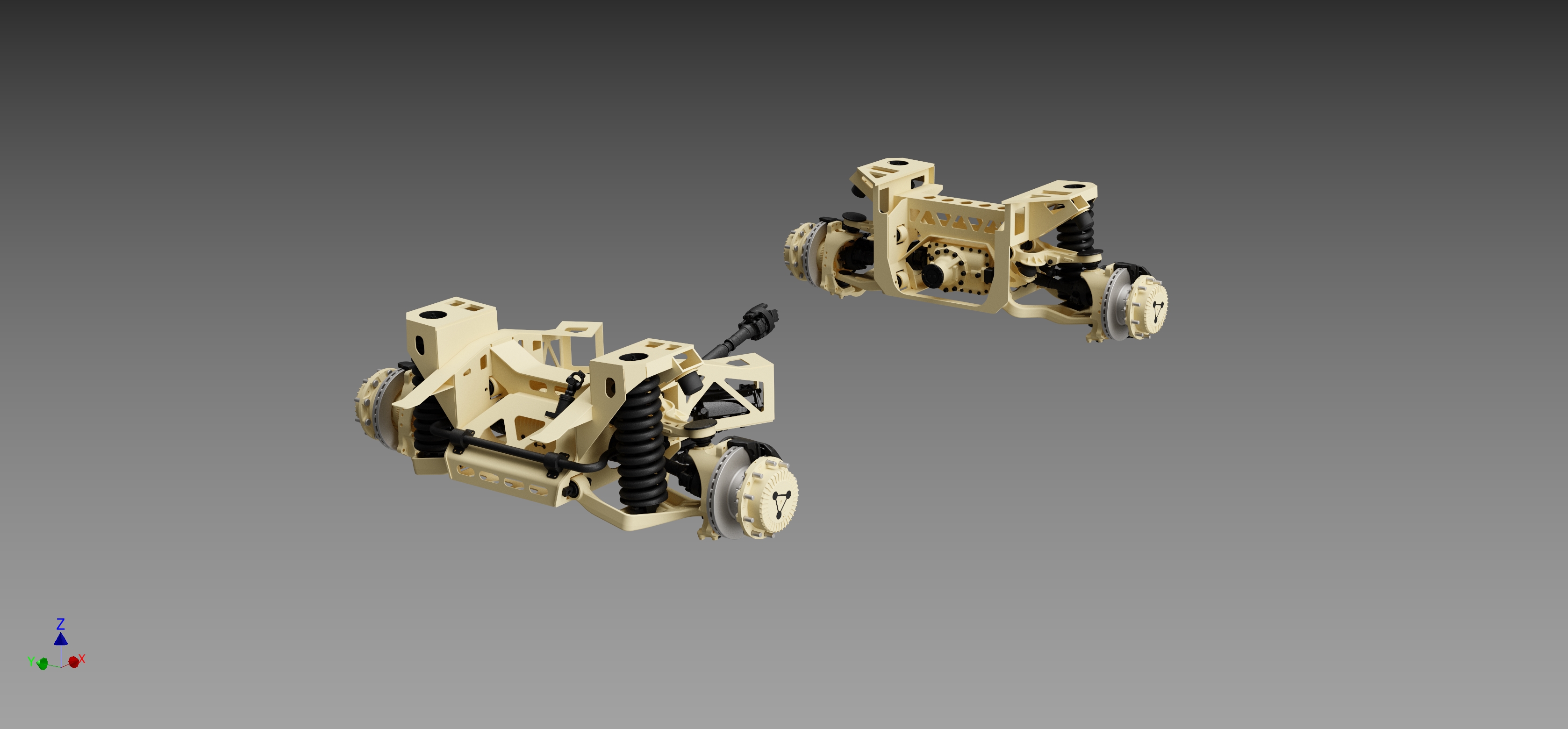 IS-7 axle assembly mounted on chassis